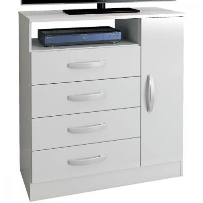 Cômoda Delta Com 1 Porta E 4 Gavetas Atualle Móveis Branco Brilho