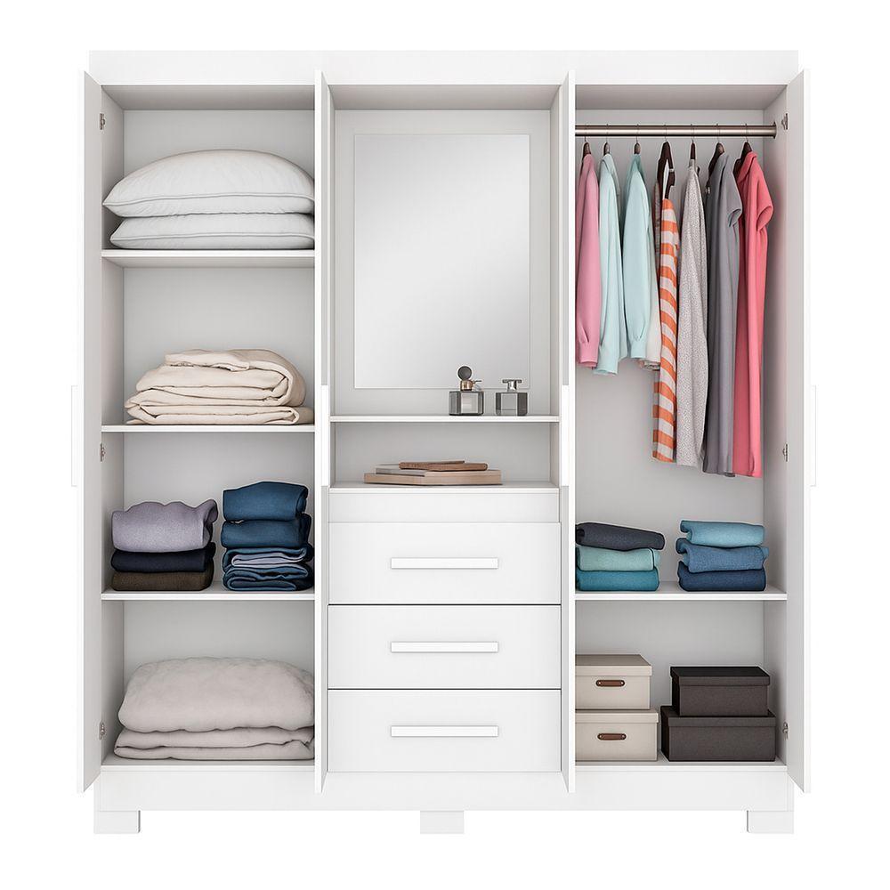 Guarda-roupa 4 Portas Huntano Branco - Moveisaqui - 3