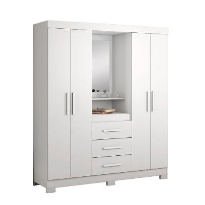 Guarda-roupa 4 Portas Huntano Branco - Moveisaqui