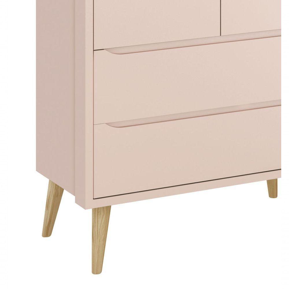 Guarda-roupa Retrô 2 Portas Théo New Rosa Fosco Com Natural - Reller - 3