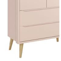 Guarda-roupa Retrô 2 Portas Théo New Rosa Fosco Com Natural - Reller - 3