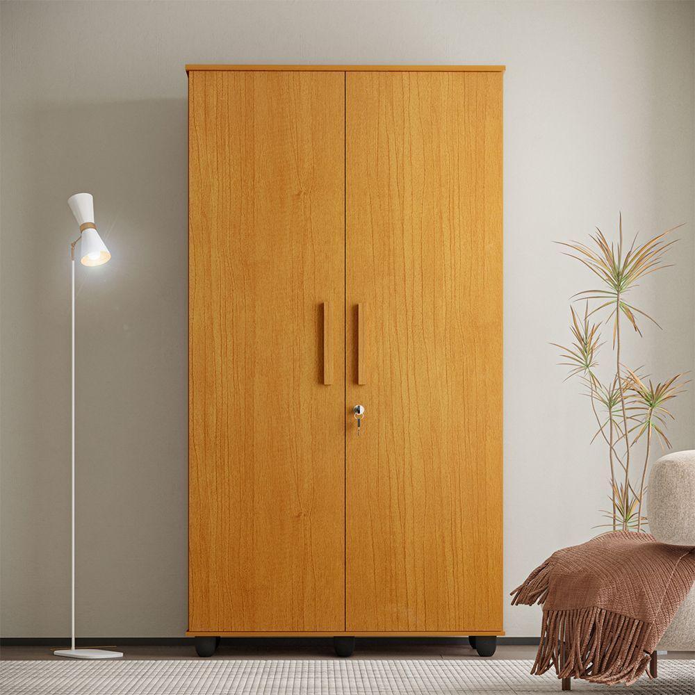 Guarda Roupa Solteiro Multiuso Sem Gaveta Reforçado Ouro Fechadura Com Chave Nature - 1