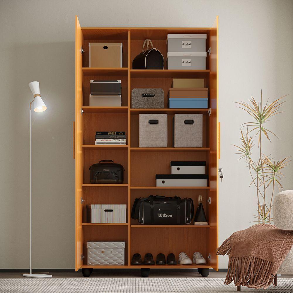 Guarda Roupa Solteiro Multiuso Sem Gaveta Reforçado Ouro Fechadura Com Chave Nature - 2