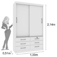 Guarda Roupa 2 Portas 6 Gavetas Chicago Tcil Móveis Branco - 5