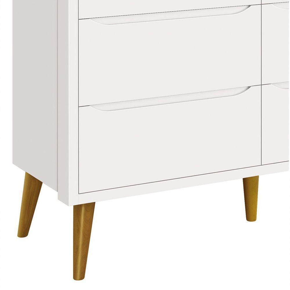 Cômoda 6 Gavetas Théo New Branco Fosco Com Madeira - Reller - 3