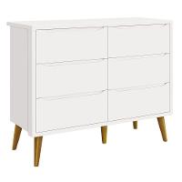 Cômoda 6 Gavetas Théo New Branco Fosco Com Madeira - Reller - 1