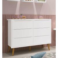 Cômoda 6 Gavetas Théo New Branco Fosco Com Madeira - Reller - 2