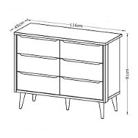 Cômoda 6 Gavetas Théo New Branco Fosco Com Madeira - Reller - 6