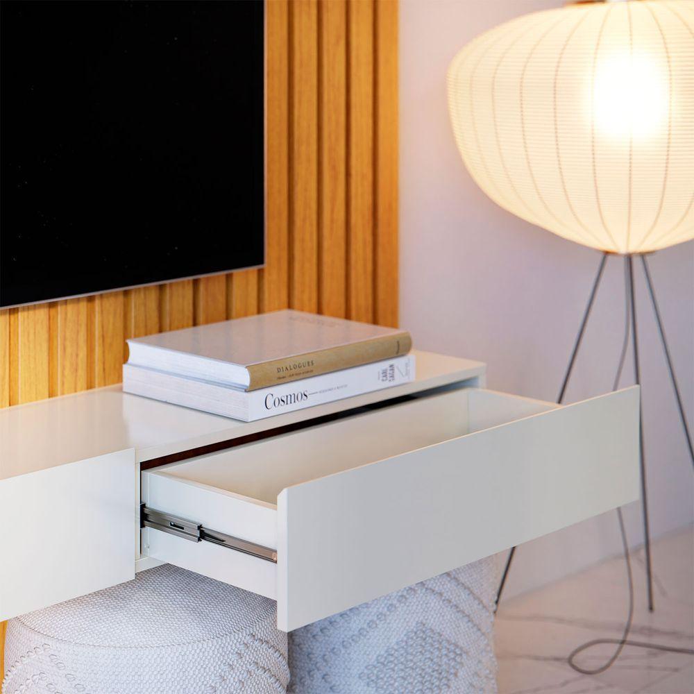 Estante Home Para Sala Tv 75 Polegadas Ripado Cleean 2.2 Naturale Com Off White - Moveisaqui - 5