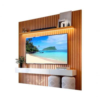 Estante Home Para Sala Tv 75 Polegadas Ripado Cleean 2.2 Naturale Com Off White - Moveisaqui