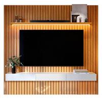 Estante Home Para Sala Tv 75 Polegadas Ripado Cleean 2.2 Naturale Com Off White - Moveisaqui - 2