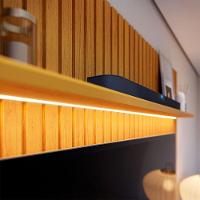 Estante Home Para Sala Tv 75 Polegadas Ripado Cleean 2.2 Naturale Com Off White - Moveisaqui - 6