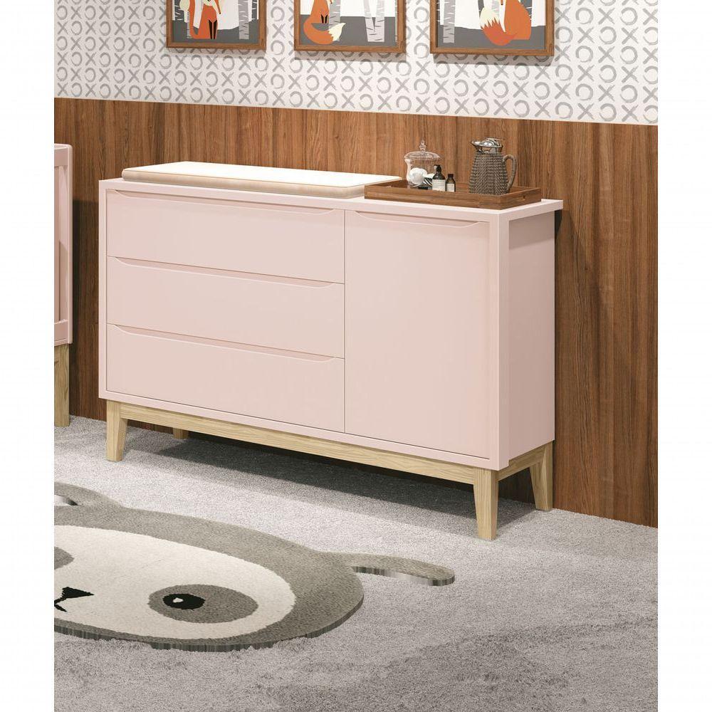 Cômoda Sapateira Classic New Rosa Fosco Com Natural - Reller - 2