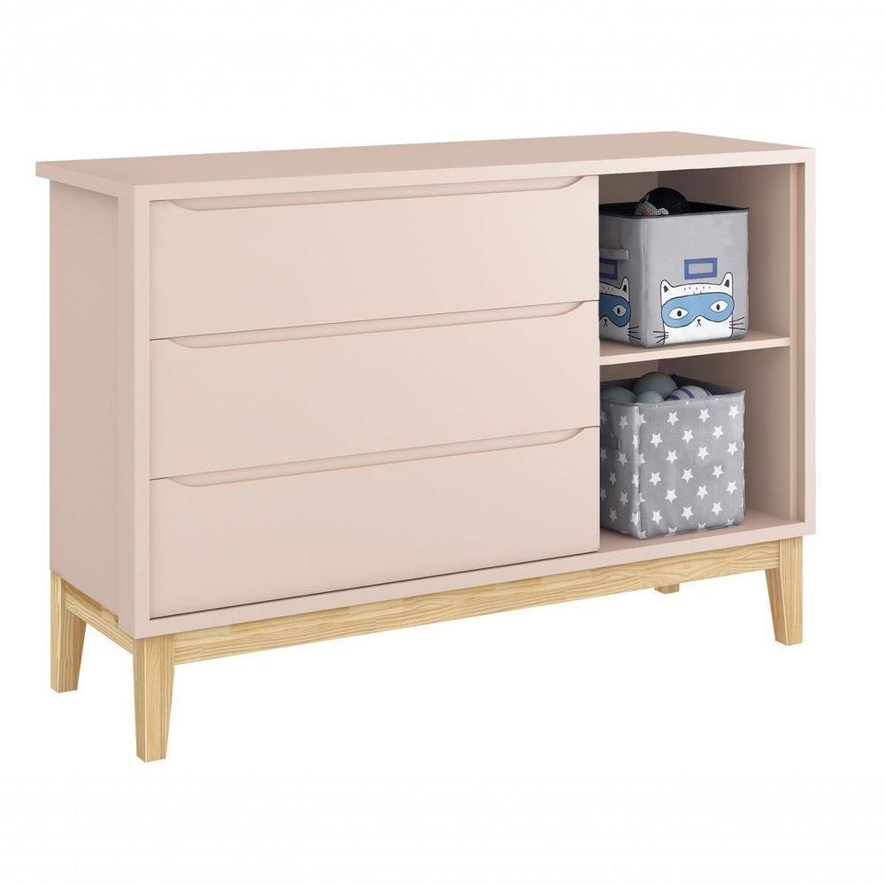 Cômoda Sapateira Classic New Rosa Fosco Com Natural - Reller - 5