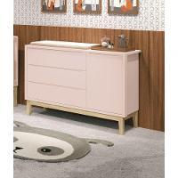 Cômoda Sapateira Classic New Rosa Fosco Com Natural - Reller - 2