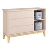 Cômoda Sapateira Classic New Rosa Fosco Com Natural - Reller - 5