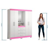 Guarda-roupa 4 Portas Huntano Rosa - Moveisaqui - 5