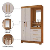 Guarda-roupa 2 Portas Nt 5170 Freijó Com Off White - Notável - 3