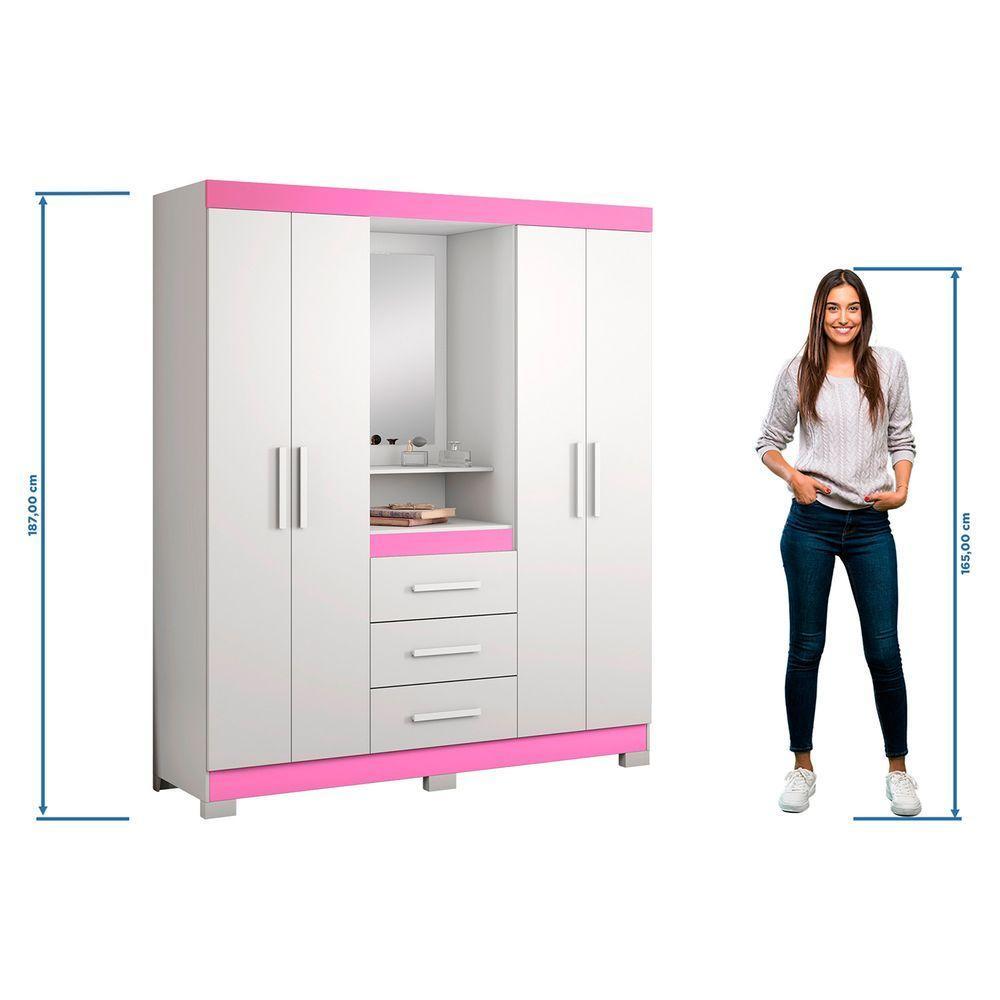 Guarda-roupa 4 Portas Nt 5015 Rosa - Notável - 5