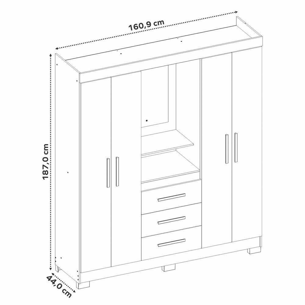 Guarda-roupa 4 Portas Nt 5015 Rosa - Notável - 7