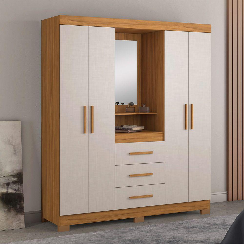 Guarda-roupa 4 Portas Nt 5015 Freijó Com Off White - Notável - 2