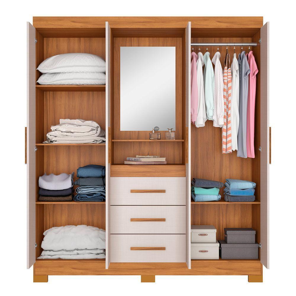 Guarda-roupa 4 Portas Nt 5015 Freijó Com Off White - Notável - 4