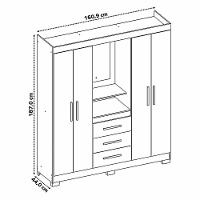 Guarda-roupa 4 Portas Nt 5015 Freijó Com Off White - Notável - 7