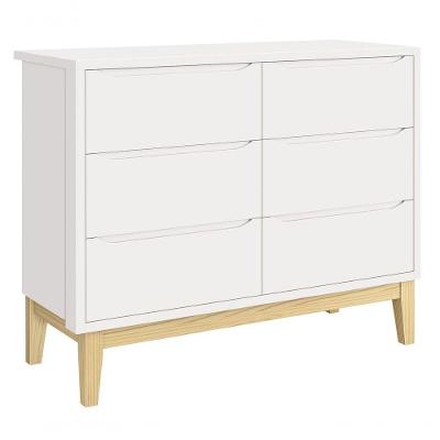 Cômoda 6 Gavetas Classic New Branco Fosco Com Natural - Moveisaqui