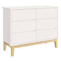 Cômoda 6 Gavetas Classic New Branco Fosco Com Natural - Moveisaqui - 1