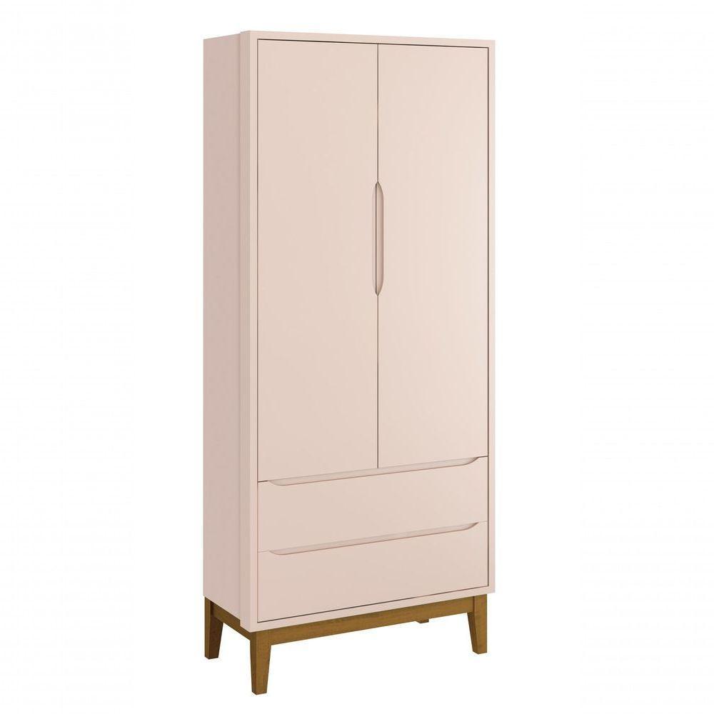Guarda-roupa Retrô 2 Portas Classic New Rosa Fosco Com Madeira - Reller - 1