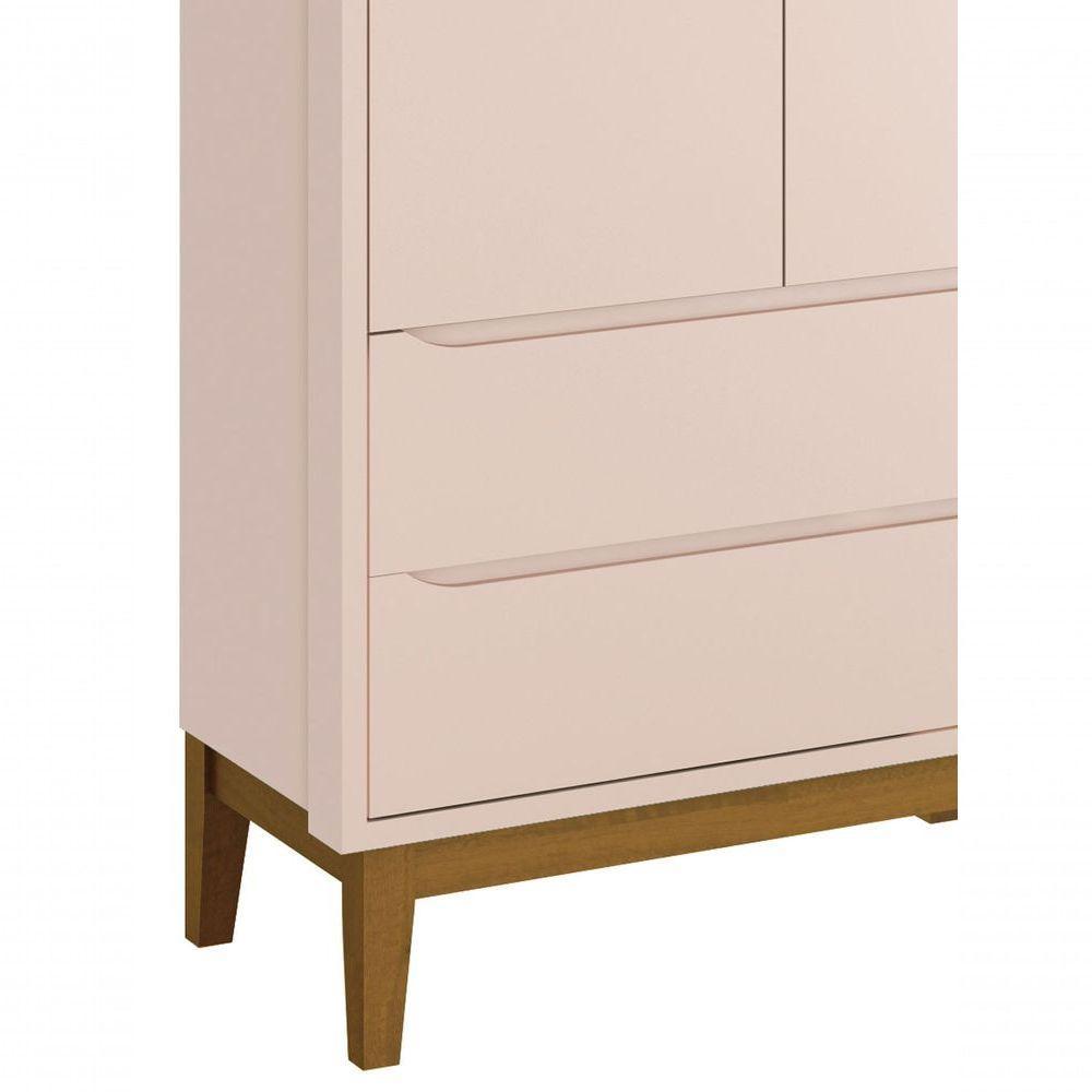 Guarda-roupa Retrô 2 Portas Classic New Rosa Fosco Com Madeira - Reller - 3