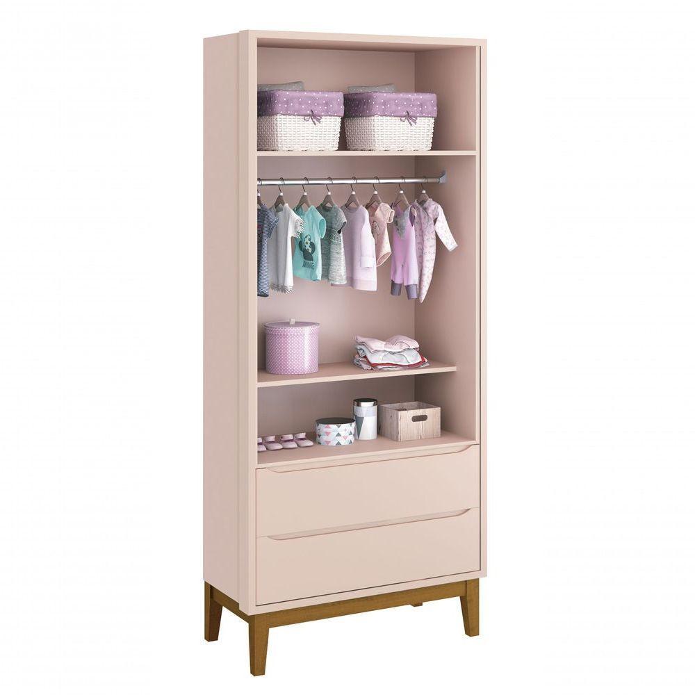 Guarda-roupa Retrô 2 Portas Classic New Rosa Fosco Com Madeira - Reller - 5