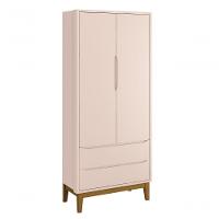 Guarda-roupa Retrô 2 Portas Classic New Rosa Fosco Com Madeira - Reller - 1