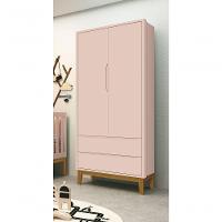 Guarda-roupa Retrô 2 Portas Classic New Rosa Fosco Com Madeira - Reller - 2