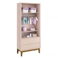 Guarda-roupa Retrô 2 Portas Classic New Rosa Fosco Com Madeira - Reller - 5