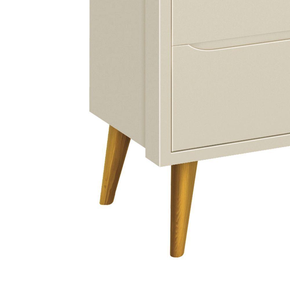 Guarda-roupa Retrô 3 Portas Théo New Areia Fosco Com Madeira - Reller - 3