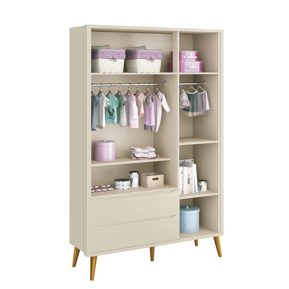 Guarda-roupa Retrô 3 Portas Théo New Areia Fosco Com Madeira - Reller - 5