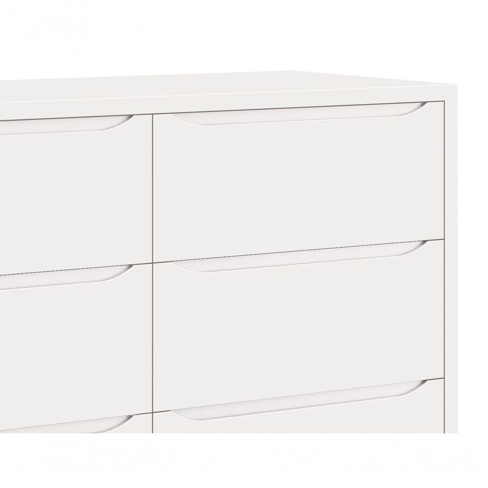 Cômoda 6 Gavetas Théo New Branco Fosco Com Madeira - Moveisaqui - 4