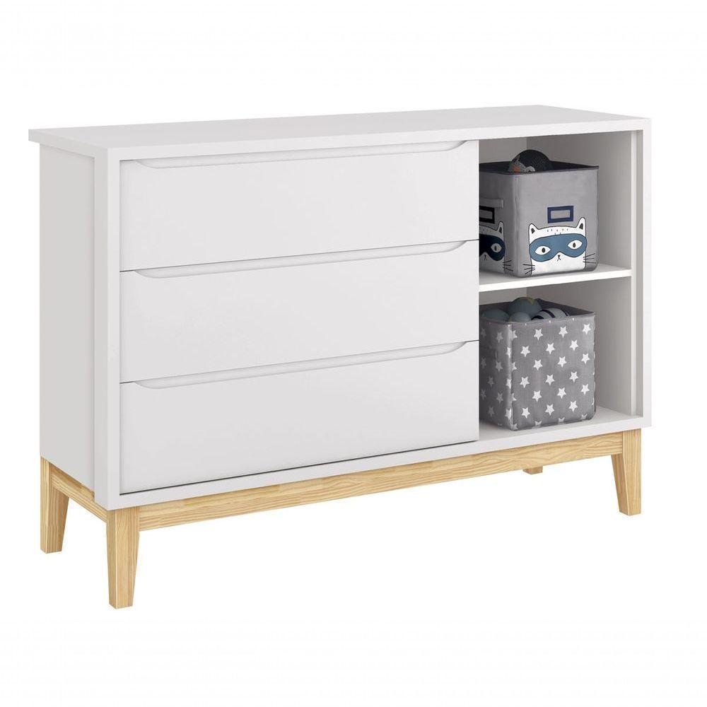 Cômoda Sapateira Classic New Branco Fosco Com Natural - Moveisaqui - 5