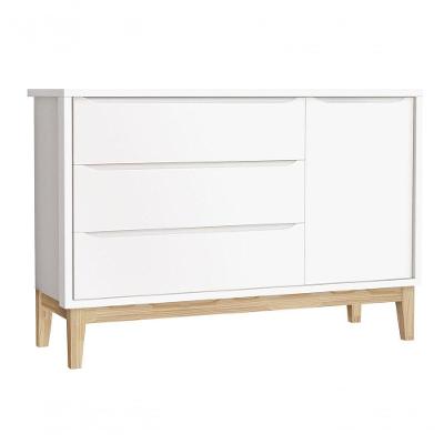 Cômoda Sapateira Classic New 3 Gavetas MDF com Puxador Embutido Branco Fosco Natural