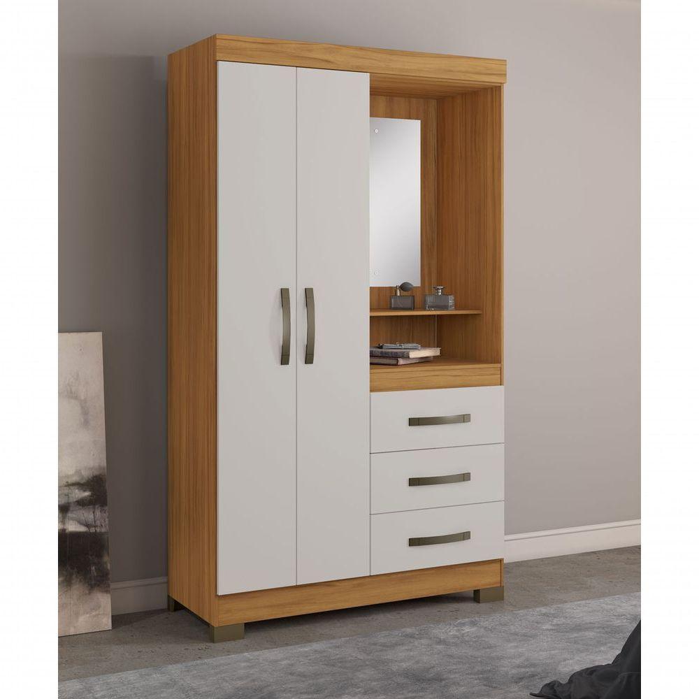 Guarda-roupa 2 Portas Denali Freijó Com Off White - Moveisaqui - 2