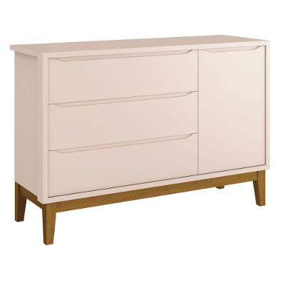 Cômoda Sapateira Classic New Rosa Fosco Com Madeira - Moveisaqui