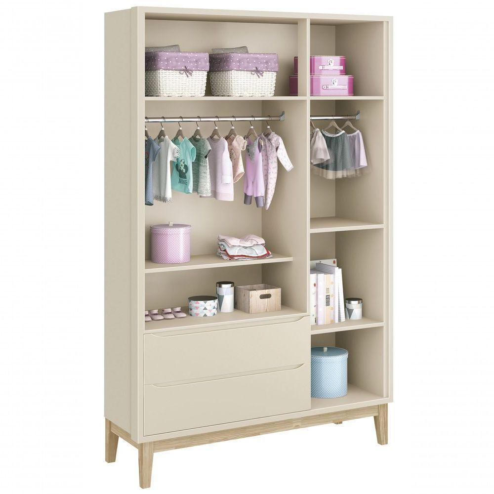 Guarda-roupa Retrô 3 Portas Classic New Areia Fosco Com Natural - Moveisaqui - 5