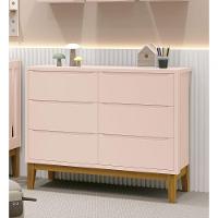 Cômoda 6 Gavetas Classic New Rosa Fosco Com Madeira - Reller - 3