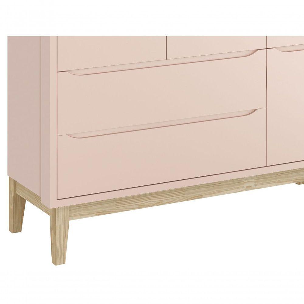 Guarda-roupa Retrô 3 Portas Classic New Rosa Fosco Com Natural - Moveisaqui - 3