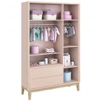 Guarda-roupa Retrô 3 Portas Classic New Rosa Fosco Com Natural - Moveisaqui - 5