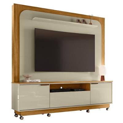 Estante Home Theater Nilo Cumaru/opala Para Tv Até 75” Com Rodízios - Madetec Cumaru/opala