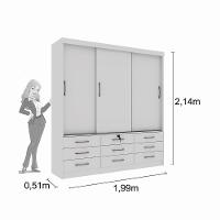 Guarda Roupa Chicago 3 Portas 9 Gavetas Com Espelho Tcil Cor:branco - 3