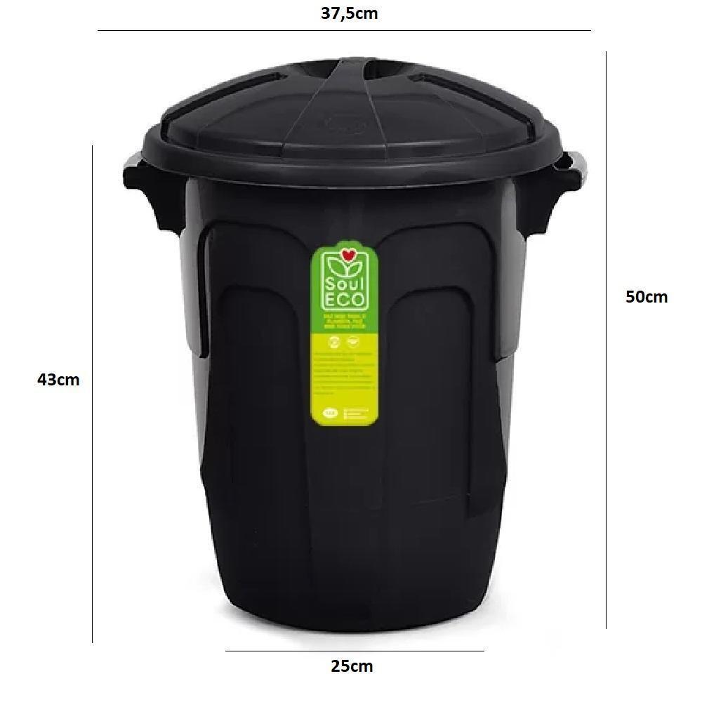 Lixeira Grande 30 Litros Cesto Lixo Coleta Seletiva Redonda 30l Com Tampa Alca Balde Organizador Roupa Multiuso Casa Com - 5