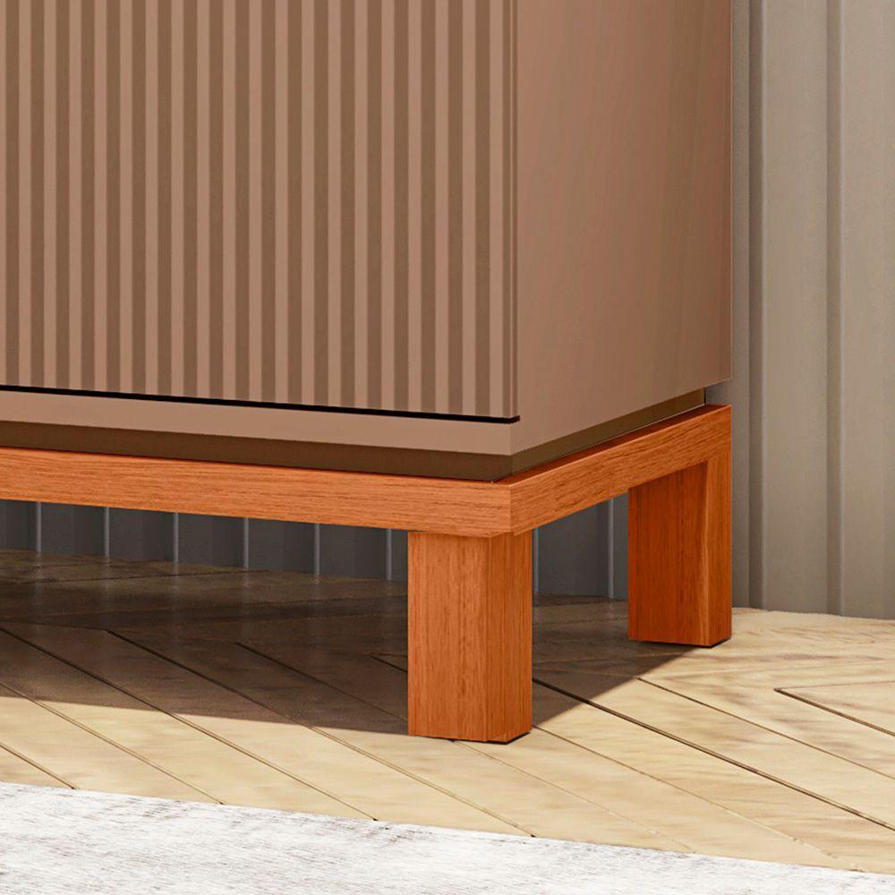 Cristaleira De Vidro Com Led Para Sala Visari C01 - D'rossi Marrom-freijó - 5